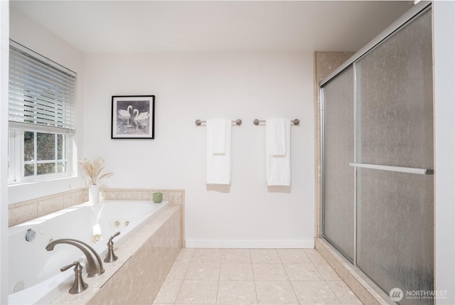 19678 Marine View Dr SW, Normandy Park, WA 98166 - full bath featuring a tub with jets, a shower stall, and tile patterned floors