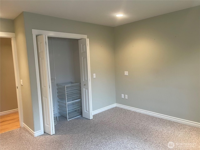 528 Chinook Way, Friday Harbor, WA 98250 - unfurnished bedroom with light colored carpet, a closet, and recessed lighting