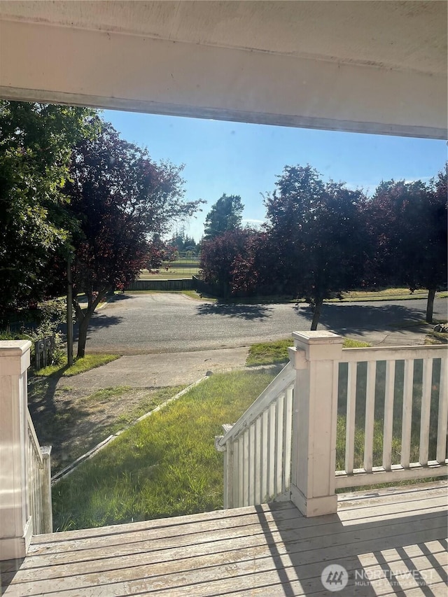 528 Chinook Way, Friday Harbor, WA 98250 - wooden porch with a view of countryside