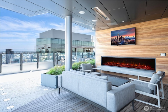 121 Stewart St Unit 3004, Seattle, WA 98101 - building lobby with wooden walls and a view of city