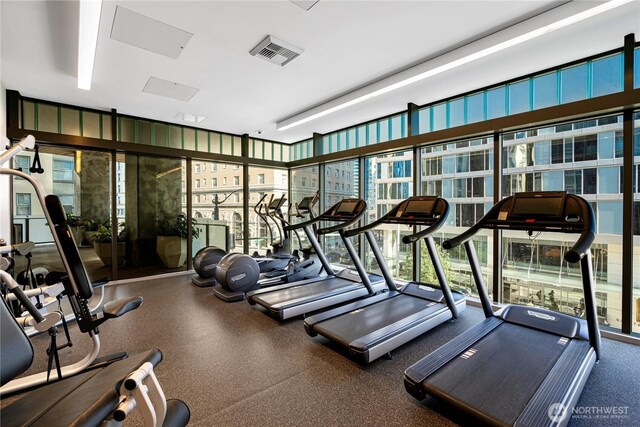 121 Stewart St Unit 3004, Seattle, WA 98101 - workout area with floor to ceiling windows