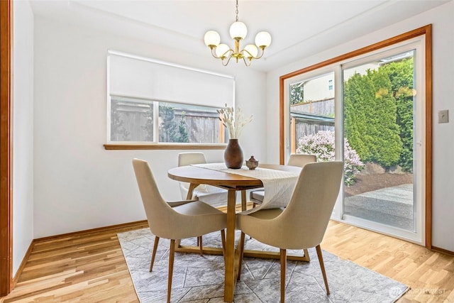 20010 3rd Ave NW, Shoreline, WA 98177 - dining room featuring a chandelier, light wood-style floors, and baseboards