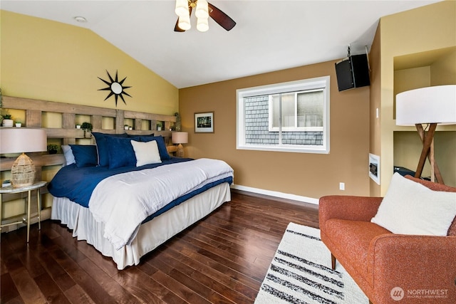 444 26th Ave E, Seattle, WA 98112 - bedroom featuring wood finished floors, lofted ceiling, and a ceiling fan