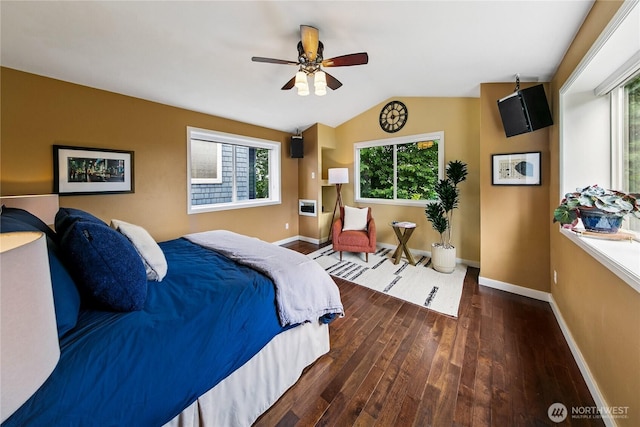 444 26th Ave E, Seattle, WA 98112 - bedroom featuring hardwood / wood-style floors, vaulted ceiling, and ceiling fan