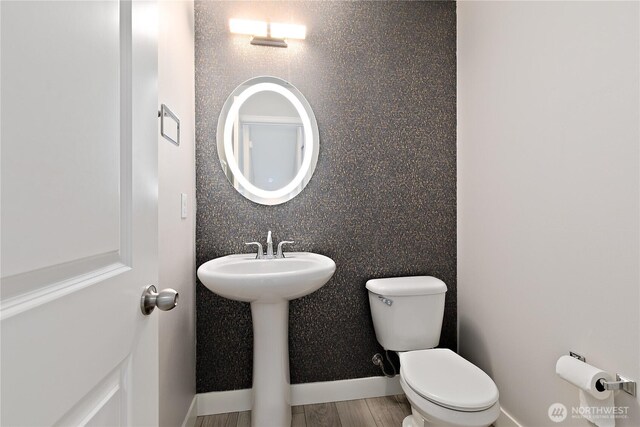 20325 90th Pl S, Kent, WA 98031 - bathroom featuring toilet, wood finished floors, and a sink