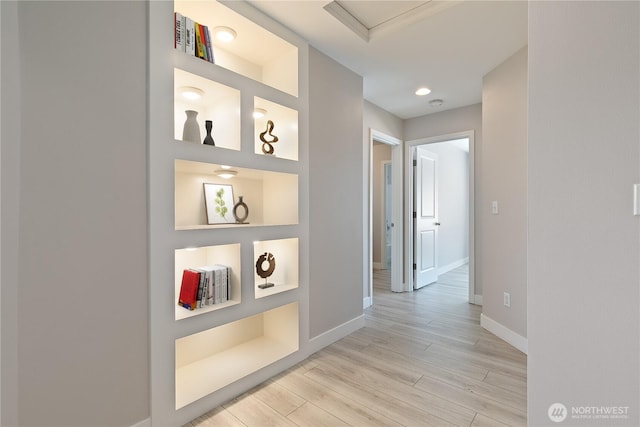 20325 90th Pl S, Kent, WA 98031 - corridor featuring baseboards, light wood-type flooring, recessed lighting, and attic access