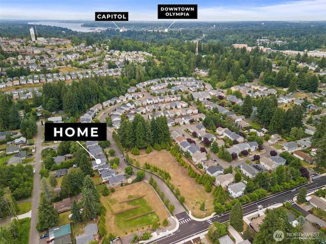 1082 G St SW, Tumwater, WA 98512 - aerial overview of property's location featuring nearby suburban area