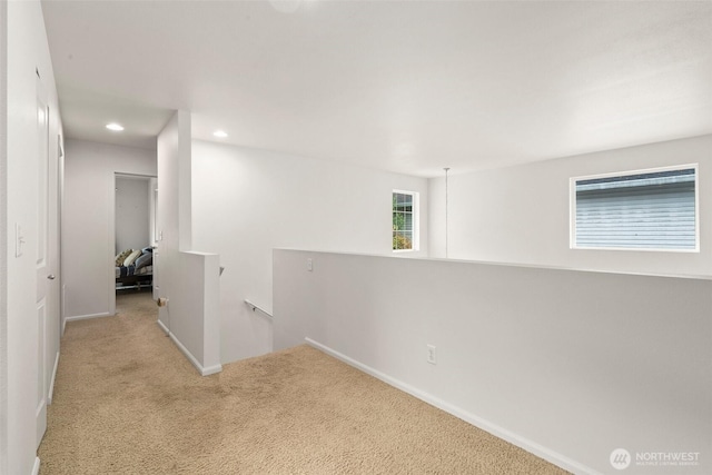 1082 G St SW, Tumwater, WA 98512 - corridor featuring an upstairs landing, carpet floors, baseboards, and recessed lighting