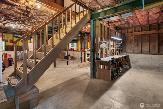 27603 145th Ave SW, Vashon, WA 98070 - basement featuring stairs and a workshop area