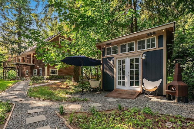 27603 145th Ave SW, Vashon, WA 98070 - view of outdoor structure featuring french doors and stairway