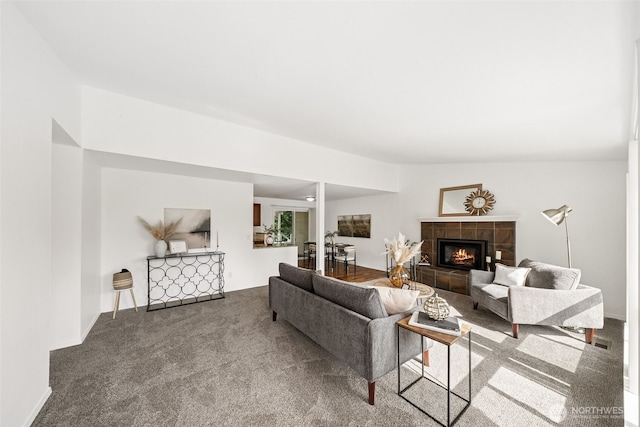 35639 12th Ave SW, Federal Way, WA 98023 - living area with carpet floors and a tiled fireplace