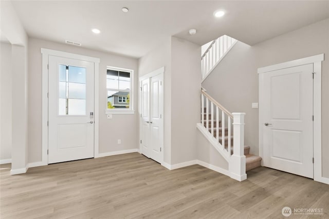 3704 98th Avenue Ct E Unit 1, Edgewood, WA 98371 - foyer entrance with stairs, light wood-type flooring, and recessed lighting