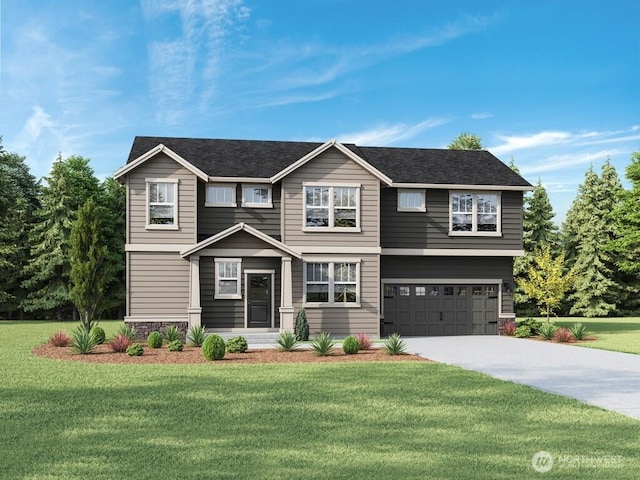 3704 98th Avenue Ct E Unit 1, Edgewood, WA 98371 - view of front of home with an attached garage, driveway, and a front lawn