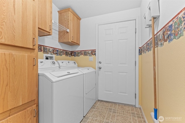 1933 Windflower Ln SE, Lacey, WA 98503 - washroom with cabinet space, washing machine and clothes dryer, and light tile patterned floors