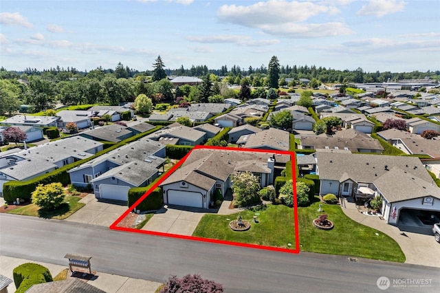 1933 Windflower Ln SE, Lacey, WA 98503 - aerial perspective of suburban area with property boundaries highlighted