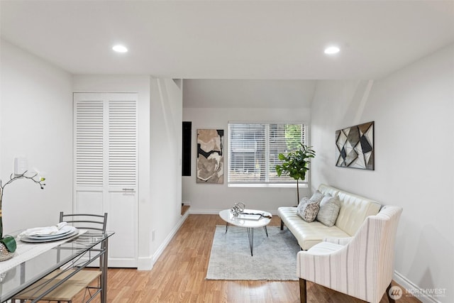 14600 SE 176th St Unit H11, Renton, WA 98058 - living area featuring light wood finished floors, baseboards, and recessed lighting