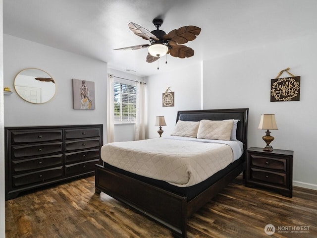 4715 247th St E, Graham, WA 98338 - bedroom with wood finished floors, ceiling fan, and baseboards