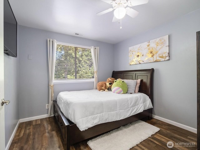 4715 247th St E, Graham, WA 98338 - bedroom featuring wood finished floors, baseboards, and ceiling fan