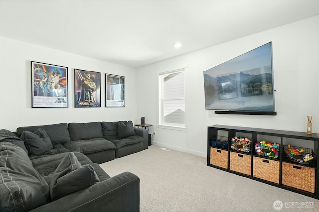 17314 SE 254th Pl, Covington, WA 98042 - living room featuring carpet floors, baseboards, and recessed lighting