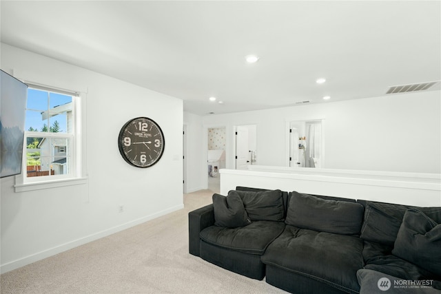 17314 SE 254th Pl, Covington, WA 98042 - living room featuring light carpet, recessed lighting, and baseboards