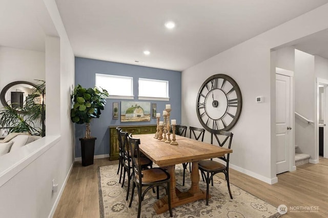 3905 98th Avenue Ct E Unit 33, Edgewood, WA 98371 - dining space featuring light wood-style flooring, recessed lighting, and stairway