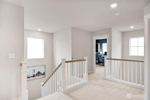 3905 98th Avenue Ct E Unit 33, Edgewood, WA 98371 - hallway with an upstairs landing, carpet, and recessed lighting