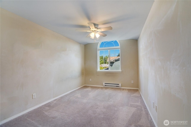 10513 SE 250th Pl Unit F-106, Kent, WA 98031 - spare room featuring baseboard heating, a ceiling fan, and carpet floors