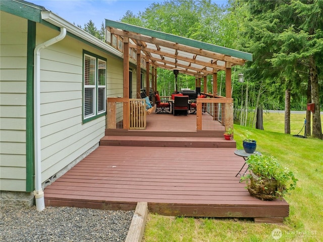 132 River Park Rd, Forks, WA 98331 - deck featuring a lawn and outdoor dining area