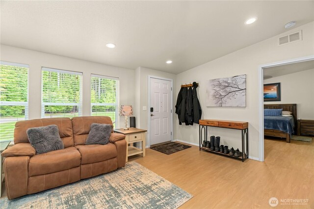 132 River Park Rd, Forks, WA 98331 - living room with light wood-type flooring, recessed lighting, and baseboards