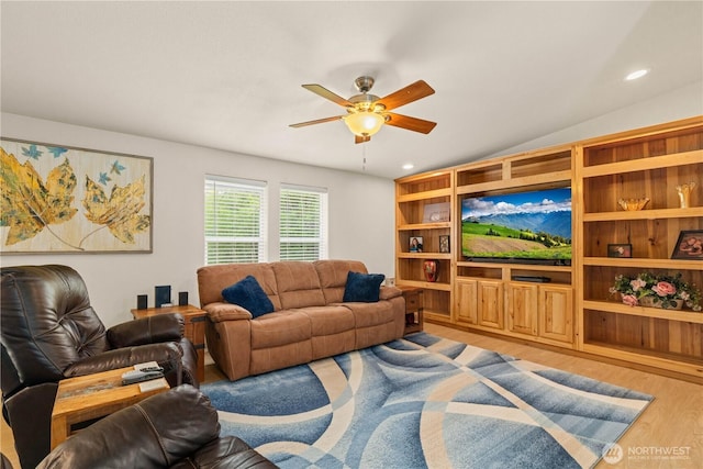 132 River Park Rd, Forks, WA 98331 - living room with light wood-style flooring, a ceiling fan, and recessed lighting