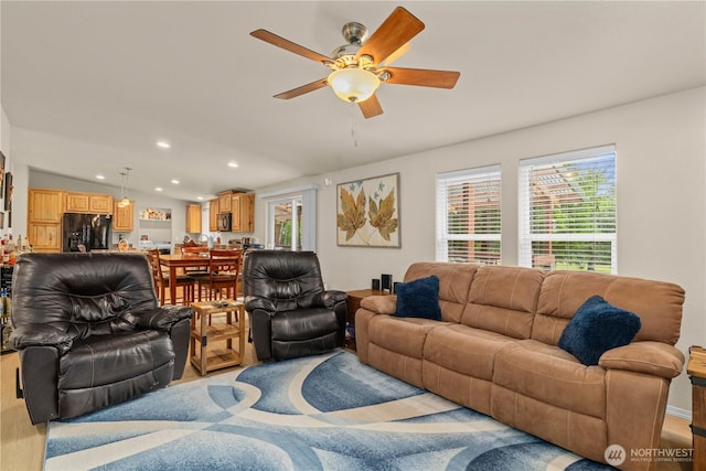 132 River Park Rd, Forks, WA 98331 - living area with healthy amount of natural light, a ceiling fan, and recessed lighting