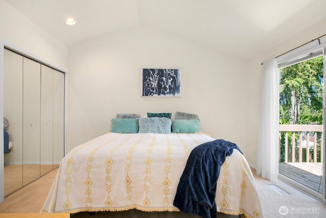 4754 SW 314th Pl, Federal Way, WA 98023 - bedroom with light colored carpet, vaulted ceiling, baseboards, and a closet