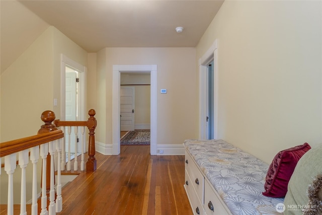 366 S Palouse St, Walla Walla, WA 99362 - corridor featuring hardwood / wood-style flooring, an upstairs landing, and baseboards