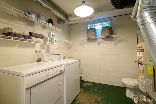 2650 W Newton St, Seattle, WA 98199 - laundry room featuring washer and dryer and secured water heater