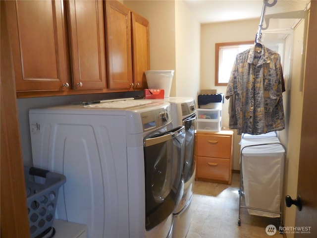 4558 SE Bakken Ct, Port Orchard, WA 98366 - laundry area featuring cabinet space, independent washer and dryer, and light floors