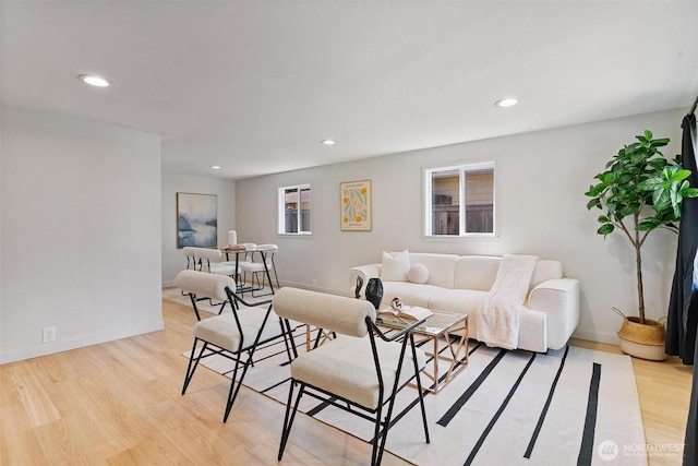 9520 2nd Ave NW, Seattle, WA 98117 - living room featuring light wood-type flooring, recessed lighting, and baseboards