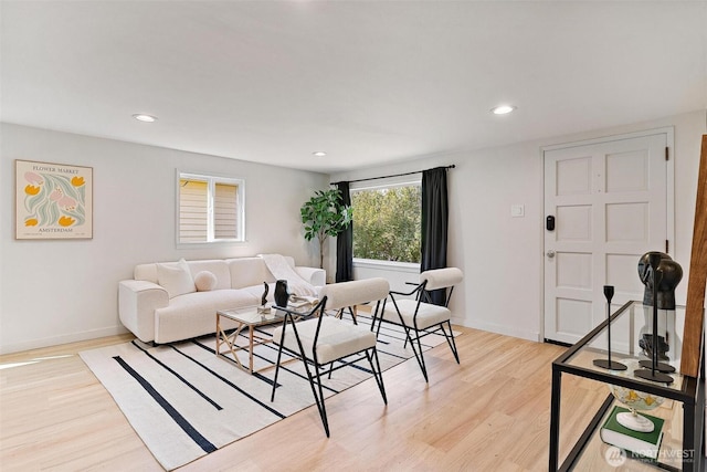 9520 2nd Ave NW, Seattle, WA 98117 - living room with light wood finished floors, recessed lighting, and baseboards