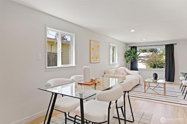 9520 2nd Ave NW, Seattle, WA 98117 - dining area with light wood-type flooring, baseboards, and recessed lighting