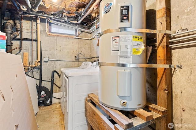 9520 2nd Ave NW, Seattle, WA 98117 - laundry room with secured water heater and washing machine and dryer