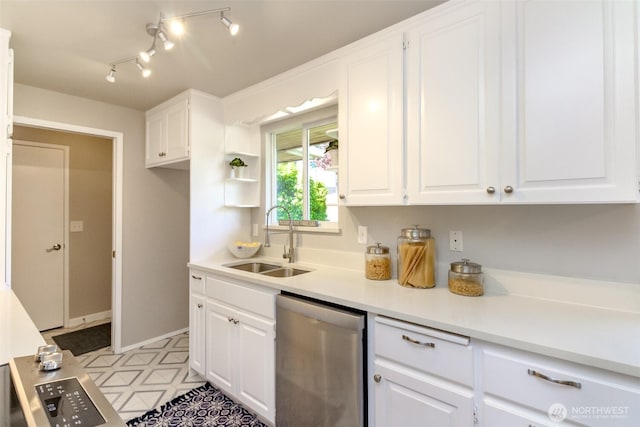 30240 7th Ave S, Federal Way, WA 98003 - kitchen featuring stainless steel dishwasher, a sink, and white cabinets