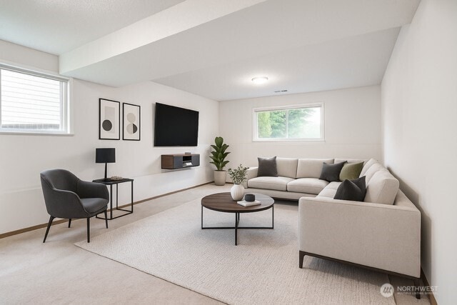 35432 18th Ave SW, Federal Way, WA 98023 - living room featuring carpet and baseboards