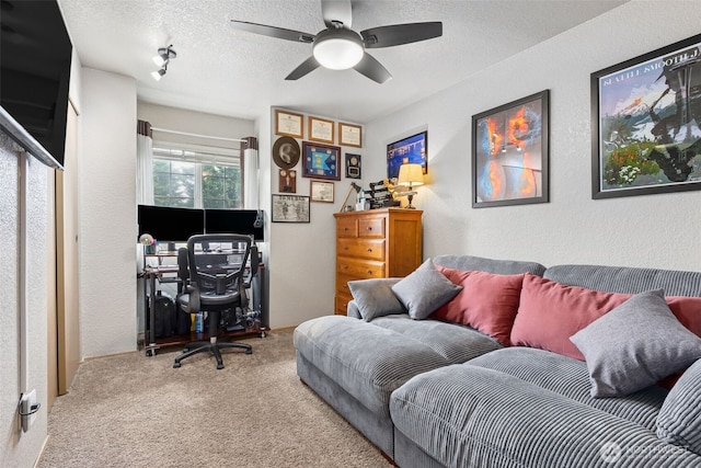 9646 Plaza Ct SE, Olympia, WA 98513 - carpeted office space with a textured wall, ceiling fan, and a textured ceiling