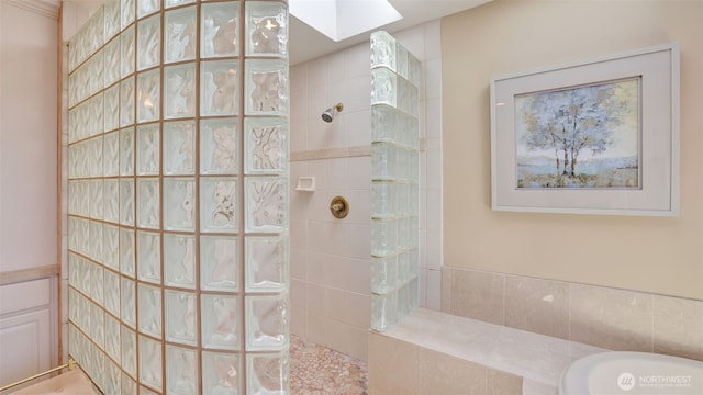 8504 146th Pl SE, Newcastle, WA 98059 - full bathroom with walk in shower and a skylight