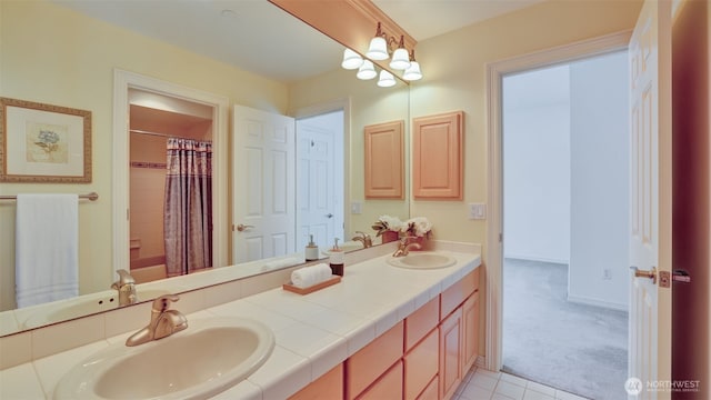 8504 146th Pl SE, Newcastle, WA 98059 - full bath with double vanity and a shower with curtain