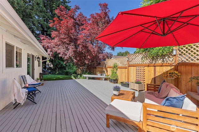 4434 Juli Ct SE, Olympia, WA 98501 - deck with an outdoor hangout area and a fenced backyard