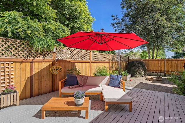 4434 Juli Ct SE, Olympia, WA 98501 - wooden deck with a fenced backyard and an outdoor hangout area