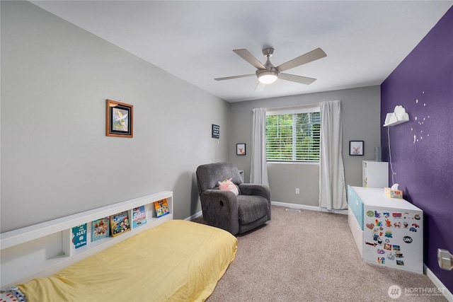 6858 Flute St SE, Lacey, WA 98513 - carpeted bedroom with baseboards and a ceiling fan