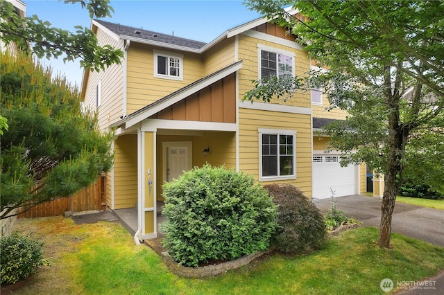 6858 Flute St SE, Lacey, WA 98513 - view of front of house featuring asphalt driveway and board and batten siding
