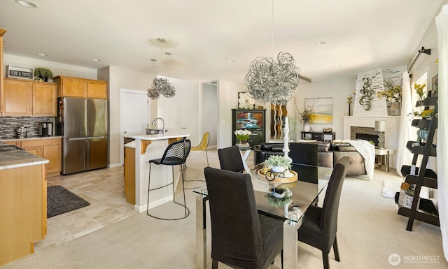 226 Alnus Way, Bremerton, WA 98310 - dining room with a fireplace and recessed lighting