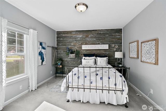 226 Alnus Way, Bremerton, WA 98310 - bedroom with an accent wall, carpet floors, and wood walls